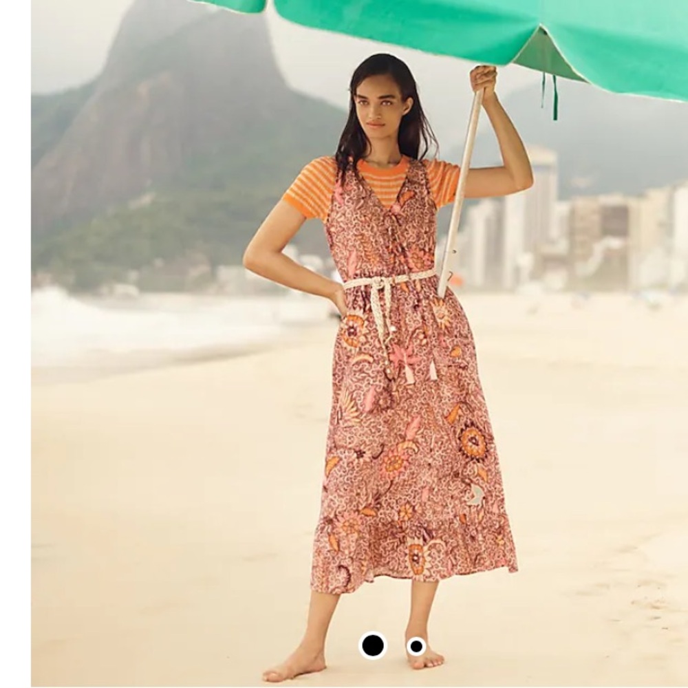 Madewell Lace-Up Ruffle-Hem Midi Dress in Bali Blooms